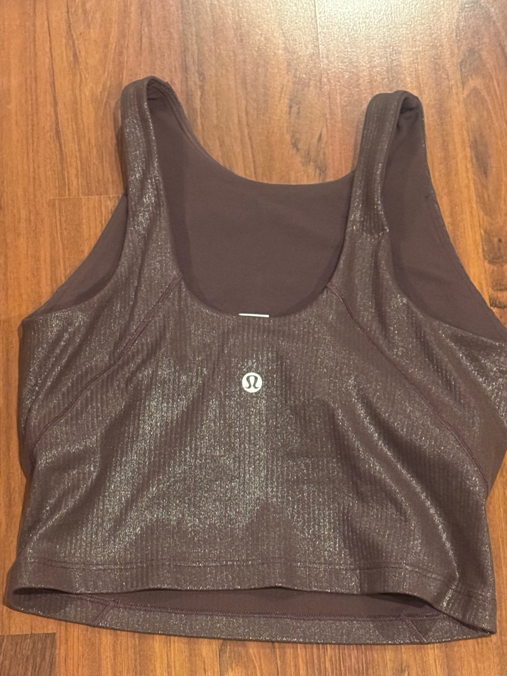 Lululemon Align High Neck Tank Top Brown Metallic Ribbed Size 4 ALO Athleta